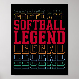 Softbal Legende Grappige Gelaagde Tekst Teamspeler Poster