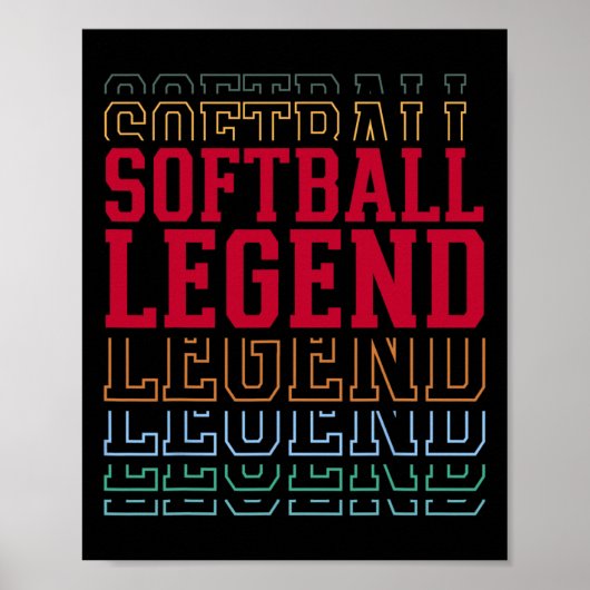 Softbal Legende Grappige Gelaagde Tekst Teamspeler Poster (Voorkant)