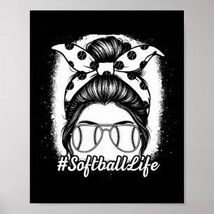 Softbal Leven Rommelige Knot Slaghandschoen Pitch Poster