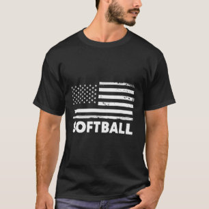 Softbal Leven Usa Vlag Patriottisch Sportontwerp  T-shirt