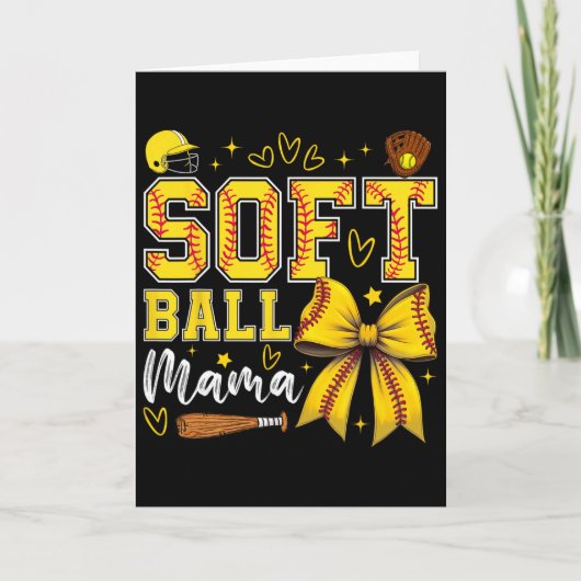 Softbal Mama Coquette Boog Softbal Moeder Moederda Kaart (Voorkant)