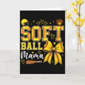 Softbal Mama Coquette Boog Softbal Moeder Moederda Kaart (Gele Bloem)