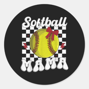 Softbal Mama Coquette Bow Softbal Mama Vrouwen Mot Ronde Sticker