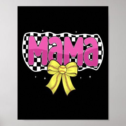 Softbal Mama Coquette Strikers Softbal Geruit Mama Poster (Voorkant)
