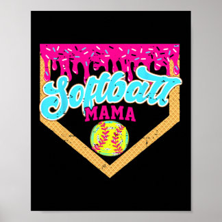 Softbal Mama Drip Grappige Speldag Softbal Ijs Poster