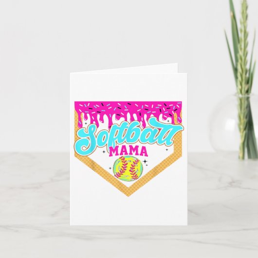 Softbal Mama Drip Ice Cream Dripping Game Day Sof Kaart (Voorkant)