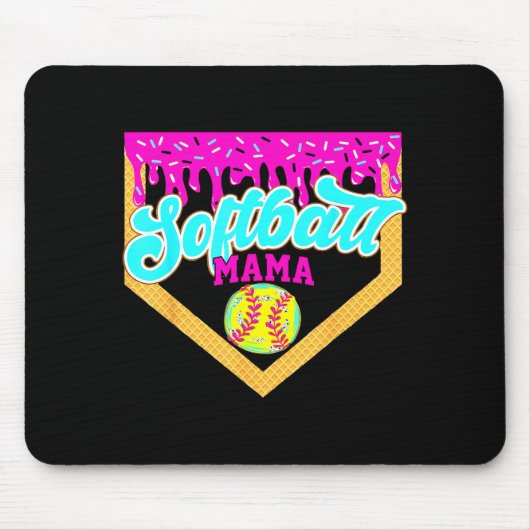 Softbal Mama Drip Ijs Druppelend Speldag Zacht Muismat (Voorkant)