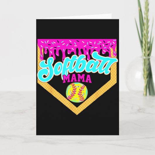Softbal Mama Drip Ijs Druppelend Speldag Zachte Kaart (Voorkant)
