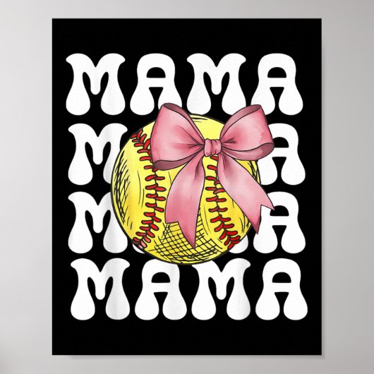 Softbal Mama Softbal Coquette Boog Softbal Moeder  Poster (Voorkant)