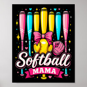 Softbal Mama Softbal Coquette Strik Softbal  Poster