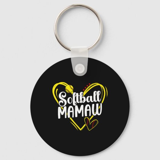 Softbal Mamaw Hart Mamaw Van Een Softbalspeler Ma Sleutelhanger (Voorkant)