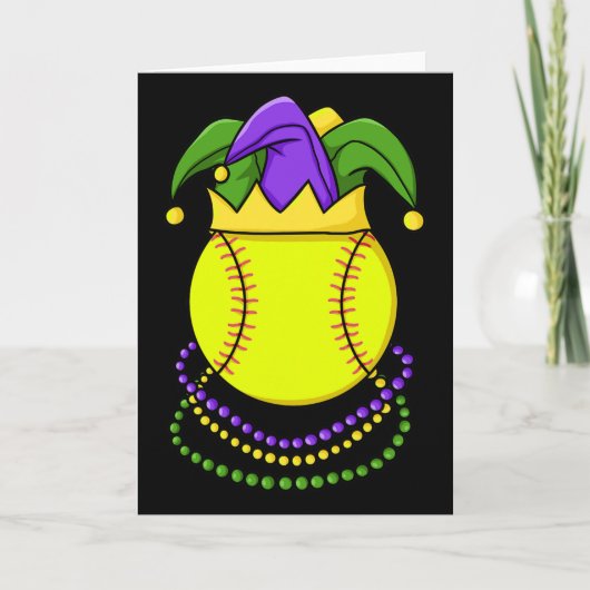 Softbal Mardi Gras Carnaval Themagolftoernooi Kaart (Voorkant)