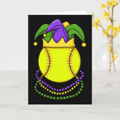 Softbal Mardi Gras Carnaval Themagolftoernooi Kaart (Gele Bloem)