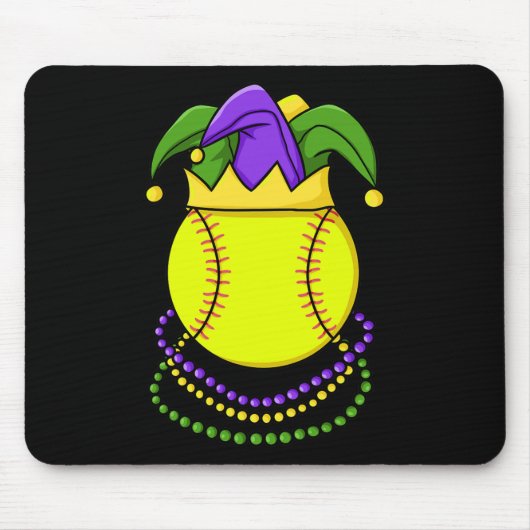Softbal Mardi Gras Carnaval Themagolftoernooi Muismat (Voorkant)