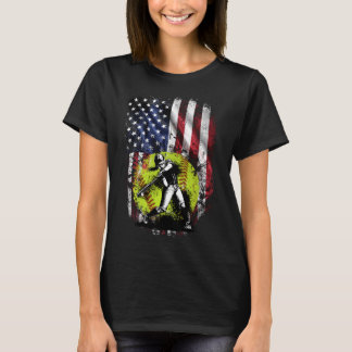 Softbal Meisje Amerikaanse Vlag - 4th of July Spor T-shirt