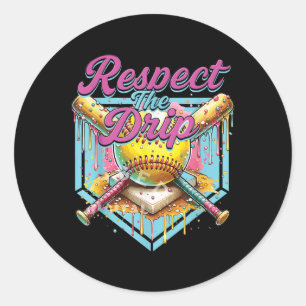 Softbal Meisje Ice Cream Softbal Drip Jeugd Respec Ronde Sticker