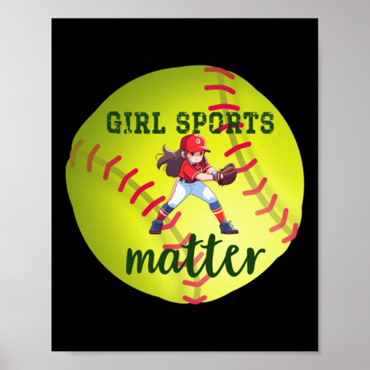 Softbal; Meisje Sport Sticker Poster (Voorkant)