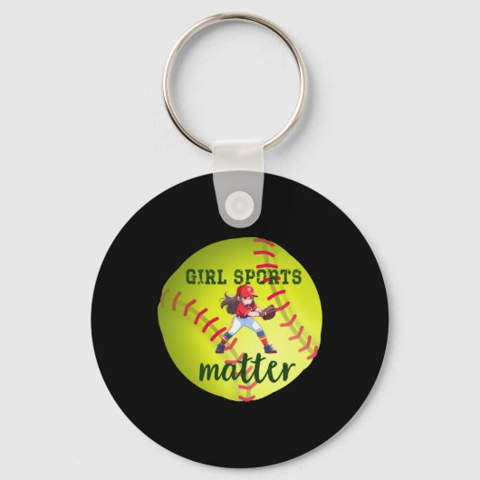 Softbal; Meisje Sport Sticker Sleutelhanger (Voorkant)