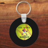 Softbal; Meisje Sport Sticker Sleutelhanger (Voorkant)