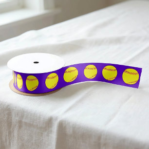 Softbal met eigen teamkleur sportfeest satijnen lint