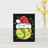 Softbal met kerstmuts Heren Jongens Meisjes Kerst  Kaart (Gele Bloem)