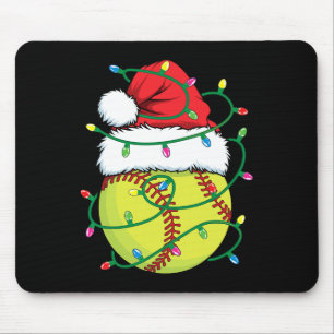 Softbal met Santa Hat Mannen Boys Girls Christmas Muismat