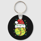 Softbal met Santa Hat Mannen Boys Girls Christmas  Sleutelhanger (Voorkant)