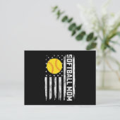 Softbal Moeder Amerikaanse Amerikaanse vlag  Moede Briefkaart (Staand voorkant)