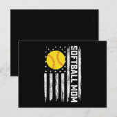 Softbal Moeder Amerikaanse Amerikaanse vlag  Moede Briefkaart (Voorkant / Achterkant)