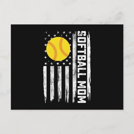 Softbal Moeder Amerikaanse Amerikaanse vlag  Moede Briefkaart (Voorkant)