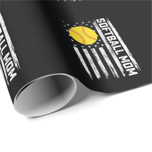 Softbal Moeder Amerikaanse Amerikaanse vlag Moede Cadeaupapier (Rol Hoek)