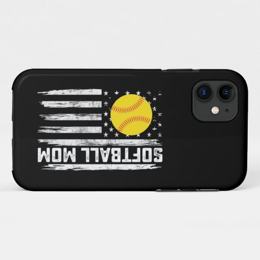 Softbal Moeder Amerikaanse Amerikaanse vlag Moede Case-Mate iPhone Case (Achterkant (horizontaal))