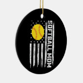 Softbal Moeder Amerikaanse Amerikaanse vlag  Moede Keramisch Ornament (Rechts)