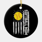 Softbal Moeder Amerikaanse Amerikaanse vlag  Moede Keramisch Ornament (Voorkant)