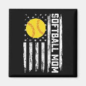 Softbal Moeder Amerikaanse Amerikaanse vlag  Moede Magneet (Voorkant)