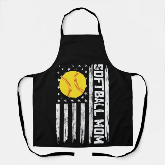 Softbal Moeder Amerikaanse Amerikaanse vlag  Moede Schort (Voorkant)