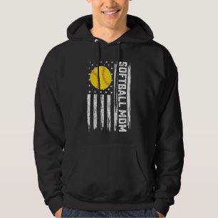 Softbal Moeder Amerikaanse VS Vlag Vintage Moederd Hoodie