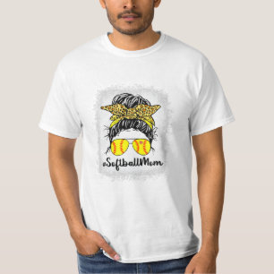 Softbal moeder leven met luipaard t-shirt