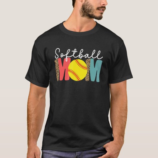 Softbal Moeder Luipaard Voor Vrouwen Vanger Werper T-shirt (Voorkant)