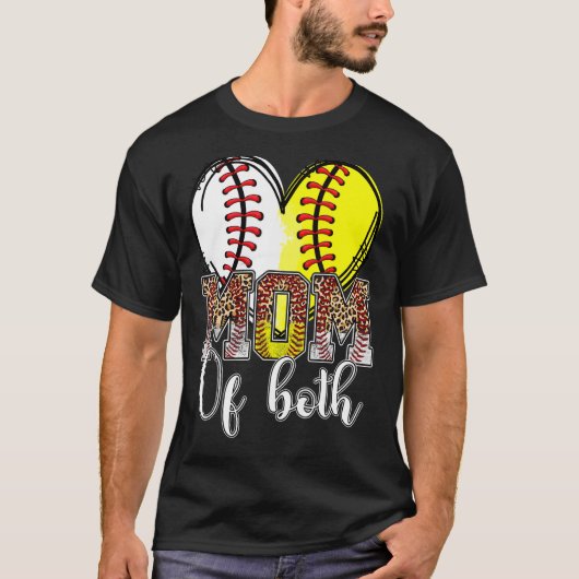 Softbal moeder van beide honkbal mama vrouwen t-shirt (Voorkant)