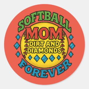 Softbal Mom Dirt en Diamonds Forever Ronde Sticker