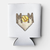 Softbal Mom Leopard Home Bord Aangepast nummer Blikjeskoeler (Voorkant)