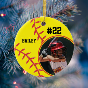 Softbal Naam Shirt Nummer Foto Aandenken Keramisch Ornament