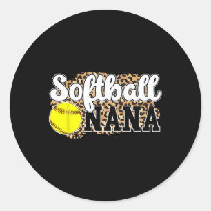Softbal Nana Luipaard Nana Van Een Softbalspeler Ronde Sticker