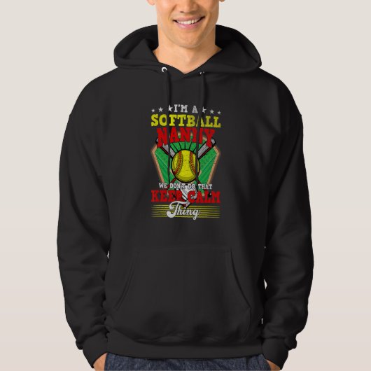Softbal Nanny Doe Dat Niet Blijf Kalm Ding Hoodie (Voorkant)