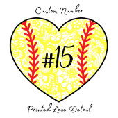 Softbal nummer moeder shirt met kant hart ontwerp