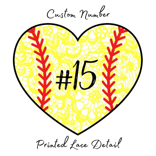 Softbal nummer moeder shirt met kant hart ontwerp