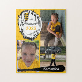Softbal of Baseball 3 Foto Jigsaw Puzzel Geel