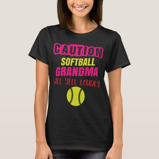 Softbal Oma Let op Softbal Oma Gell T-shirt (Voorkant)