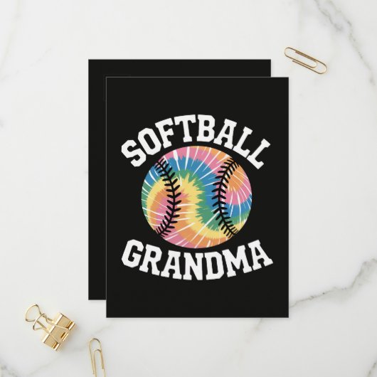 Softbal oma uitnodiging briefkaart (Voorkant / Achterkant in situ)